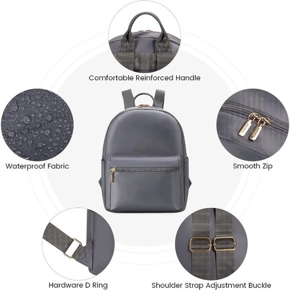 Women Dark Gray Nylon Light Weight Small Waterproof Mini Backpack main image 7